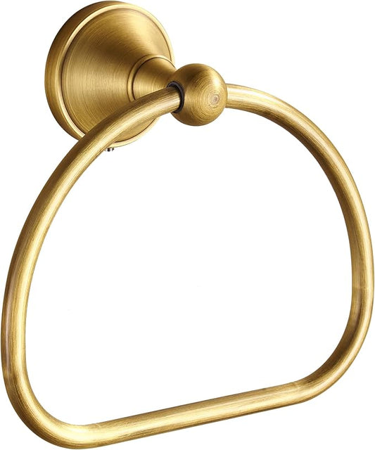 Brass Towel Ring,Antique Hand Towel Holder,Bathroom Antique Brass Hanger Towel Holder for Bathroom Wall Mounted Rustic Bath Accessories Half Round