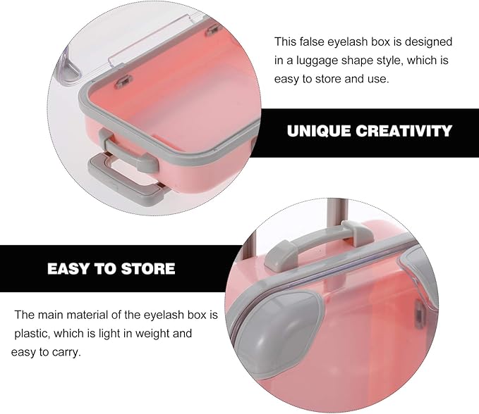Lurrose 1pc False Eyelash Suitcase False Eyelash Case Organizer Plastic Lash Fake Lash Holder Empty Organizer