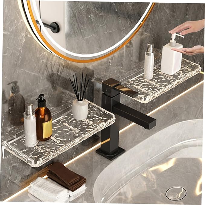 ULTECHNOVO 2pcs Bathroom Storage Cabinet Wall-Mounted Rack Floating Shelf for Toiletries Makeup Organizers Storage