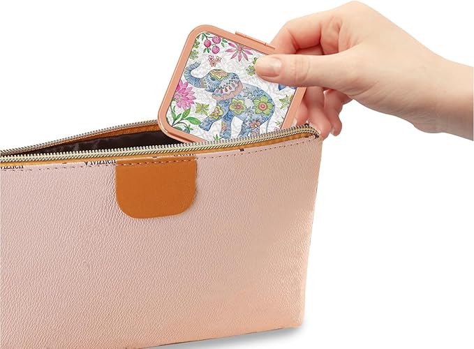Portable Folding Compact Mirror with 1X 2X Magnification Double Sided Mini Travel Makeup Mirror for Women Girls Bridesmaid Gifts(Rose Gold)