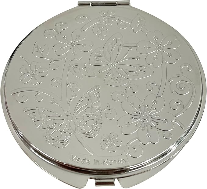 Portable Makeup Compact Double Magnifying Mirror Cosmestic Foldable Pocket Style Unique Mother of Pearl Design (Peacock)