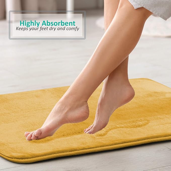 Clara Clark Bathroom Rugs, Velvet Memory Foam Bath Mat, Non-Slip Bath Rugs, Machine Wash, Dries Quickly, Ultra Soft Plush Bath Mats for Bathroom,