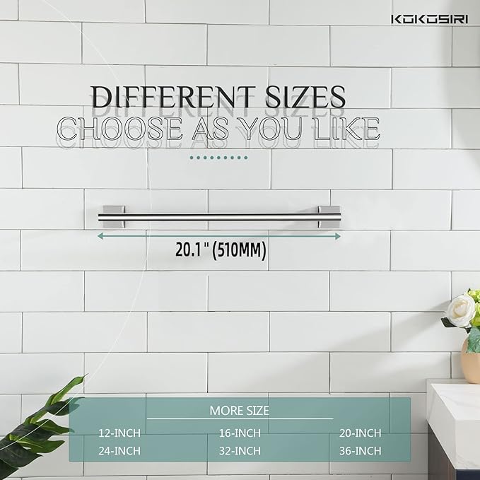 KOKOSIRI Single Towel Bar Bathroom Towel Holder for Bath Kitchen 20 Inch Necklace Holder Wall Mounted Chrome Stainless Steel B4005CH-L20