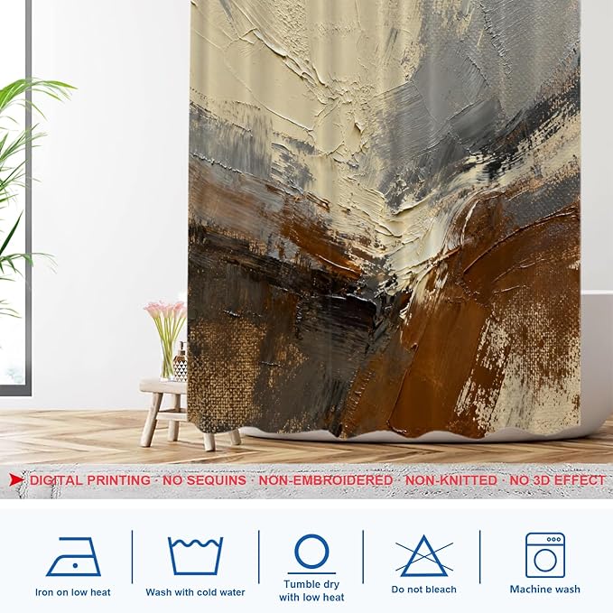 Shrahala Multicolored Modern Abstract Decorative Shower Curtain, Artists Oil Paints Closeup Bathroom Décor Polyester Fiber Waterproof with Plastic Rings for Shower Stall Bathtubs 72 X 60 in