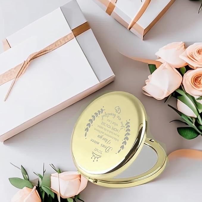 Soulpetals Niece Gifts Compact Mirror for Niece from Aunt to My Niece Makeup Mirror Birthday Gifts for Niece from Auntie Uncle Gifts for Niece Birthday Christmas