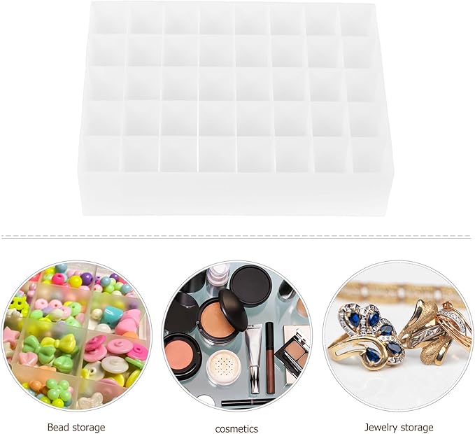 Ipetboom 40 Grids Lipsticks Holder: Plastic Clear Gloss Lip Holder Makeup Case Desktop Stand Makeup Brush Holder - Beauty Organizer Lip Tint Makeup Storage Case Cosmetic Lipstick, White