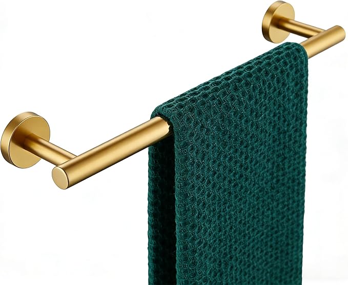Miyili Bath Towel Bar 16-Inch SUS 304 Stainless Steel Towel Rack Hanger for Bathroom Kitchen Wall Mount Gold