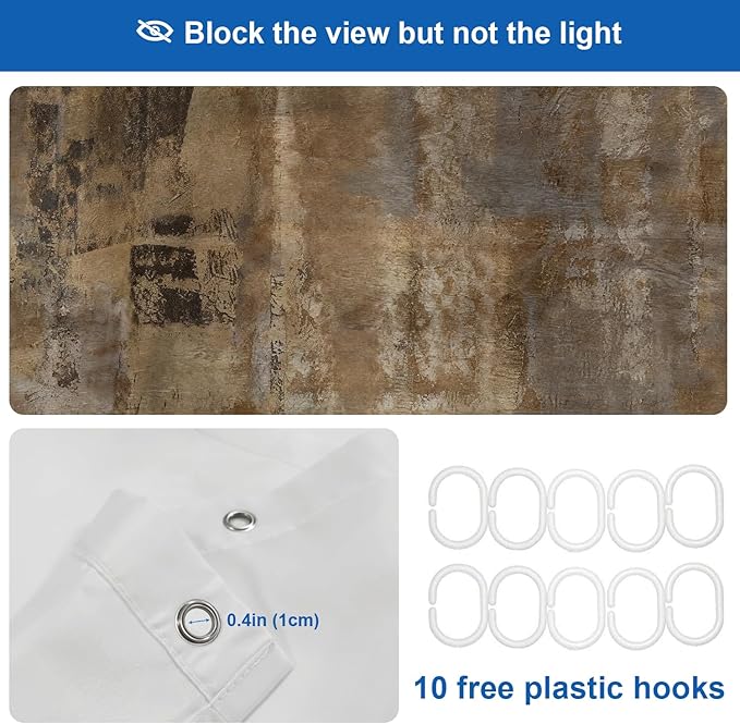 Shrahala Abstract Art Decorative Shower Curtain, Brown Grey Acrylic Painting Shower Stall Bathroom Waterproof Funny with Grommets 60x72 Inch