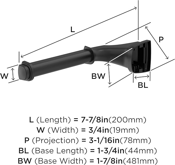 Amerock BH36031MB | Matte Black Single Post Toilet Paper Holder | 7-7/8 in. (200 mm) Length Toilet Tissue Holder | Revitalize | Bath Tissue Holder | Bathroom Hardware | Bath Accessories