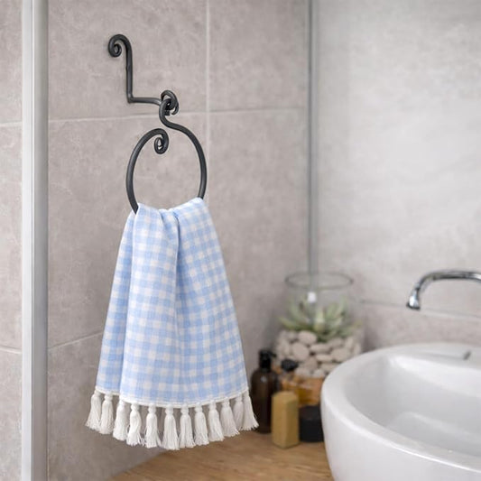 The Metal Magician Round Hand Towel Holder for Bathroom Wall - Kitchen Towel Ring - Aesthetic Design & Heavy Duty Durability - (Ornamental Curve) - (Antique Nickel)