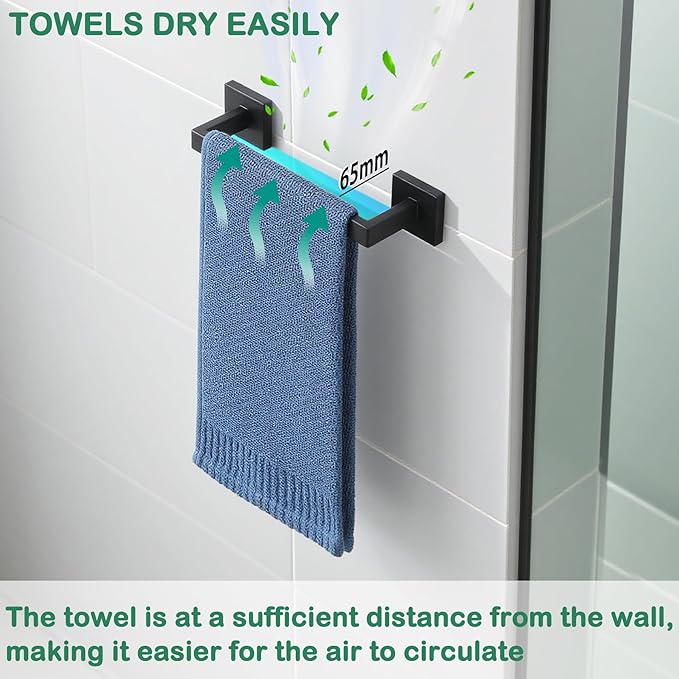 Alise Towel Bar for Bathroom,10'' Towel Holder Towel Racks for Bathroom Wall Mount,SUS304 Stainless Steel Towel Rail Towel Hanger for Wall,Matte Black