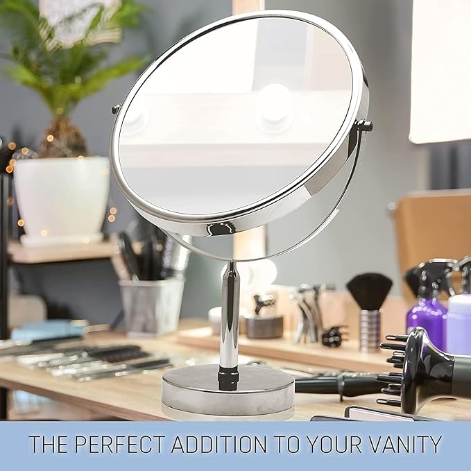 XXLarge Oversized 3X Weak Magnifying Mirror with Stand for Desk, Table, Retail Store Countertop, and Makeup Vanity - Double Sided 3X/1X Magnification - 17" Tall and 11" Wide
