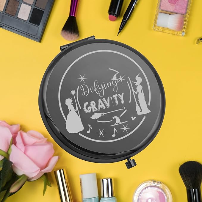 KEYCHIN Witch Pocket Mirror Elphaba and Glinda Fans Gifts Defying Gravity Witch Compact Makeup Mirror Broadway Elphaba and Glinda Witch Merch (Defying Gravity-Bl)
