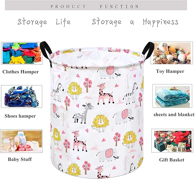 KUNRO Round Laundry Gift Basket Storage Hamper Clothes Storage Basket Organizer Bin with Handles for Nursery Room