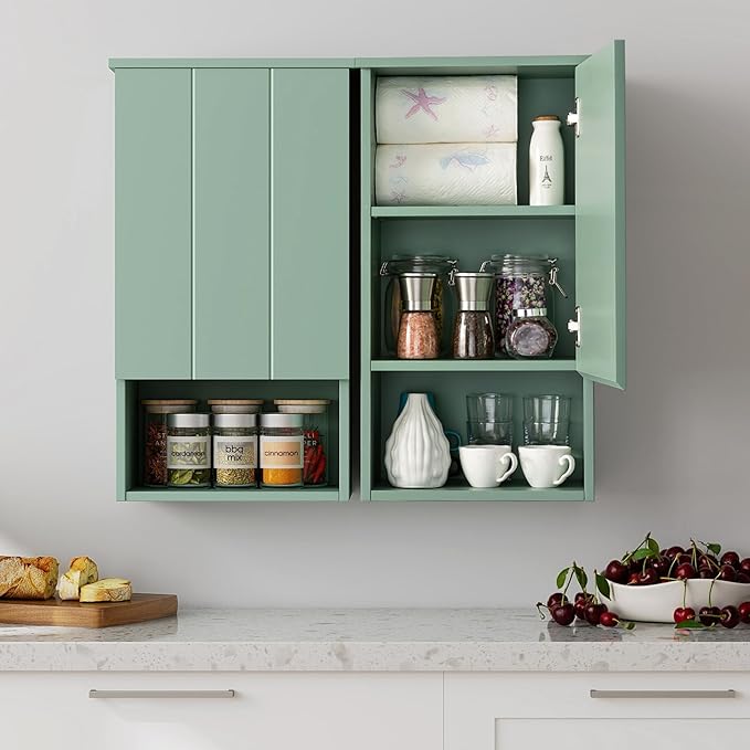VANIRROR Bathroom Wall Cabinet with Single Door, Soft-Close Hinges, 15x27 inch Wooden Medicine Cabinet for Small Kitchen, Laundry, Entryway, Durable MDF Construction