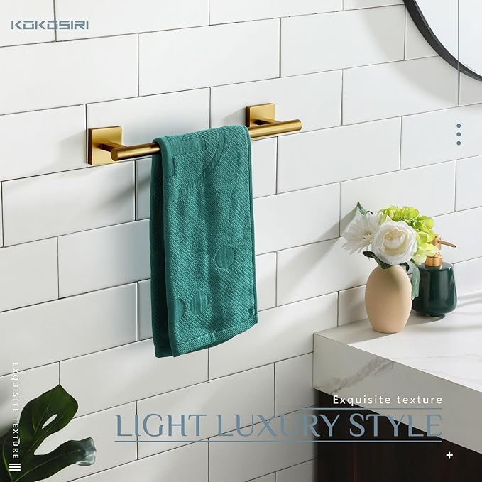 KOKOSIRI Hand Towel Bar Bathroom Towel Holder for Bath Kitchen Cabinet Towel Ring 12 Inch Brushed Gold Stainless Steel B4005BG-L12