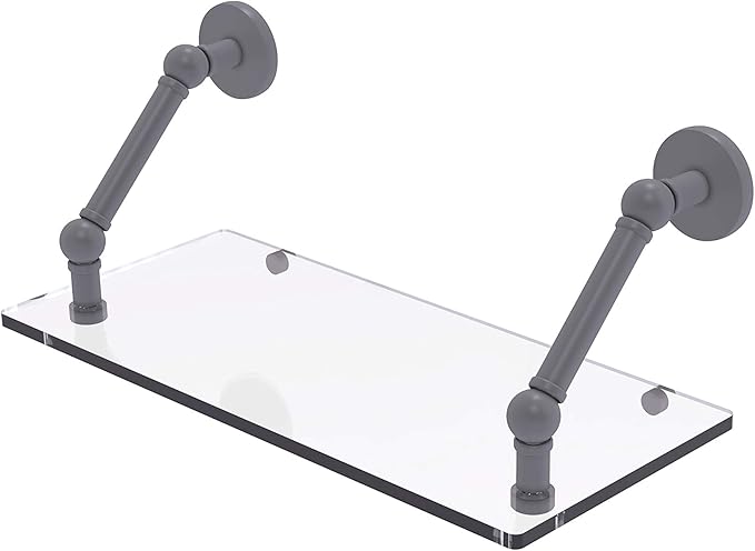 Allied Brass P1000-1-18 Prestige Skyline Collection 18 Inch Floating Glass Shelf, Matte Gray