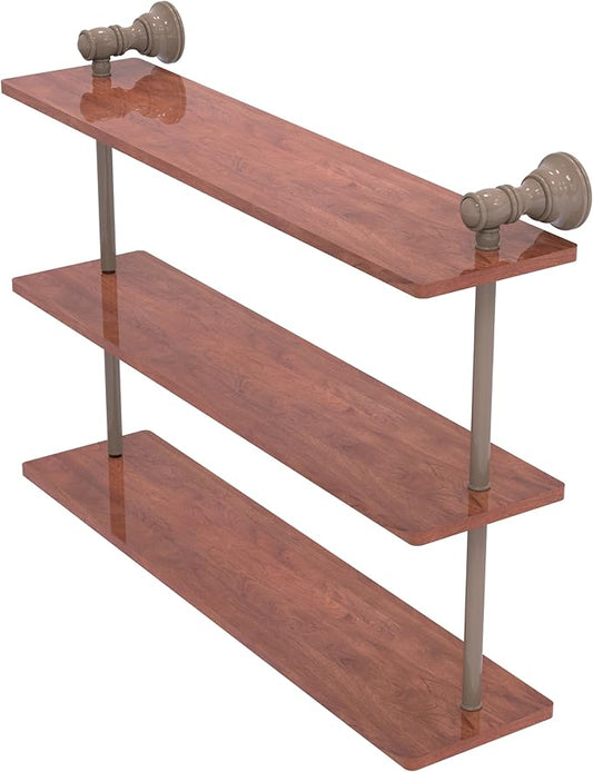 Allied Brass CL-5-22-IRW-SHB Carolina Collection 22 Inch Triple Wood Shelf, Shaded Beige