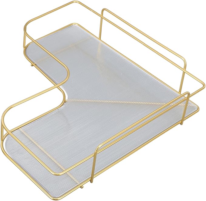 Corner Bathroom Organizer Shelf, Large Capacity Corner Storage Rack, Acrylic and Iron Frame with Adjustable Shelves, Rustproof Bathroom Shelf Organizer for Toilet Kitchen Dressing (Wall Mounted