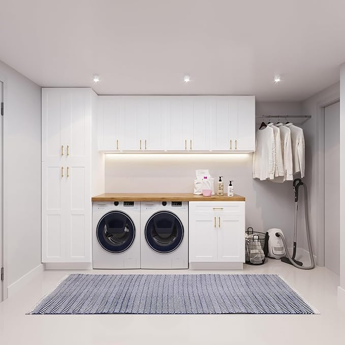 ROOMTEC Wood Wall Cabinet,RTA Single Door Medicine Cabinet with Adjustable Shelves and Soft-Close Door for Kitchen, Bathroom, and Laundry. 12" D*18" W*30" H, Shaker White