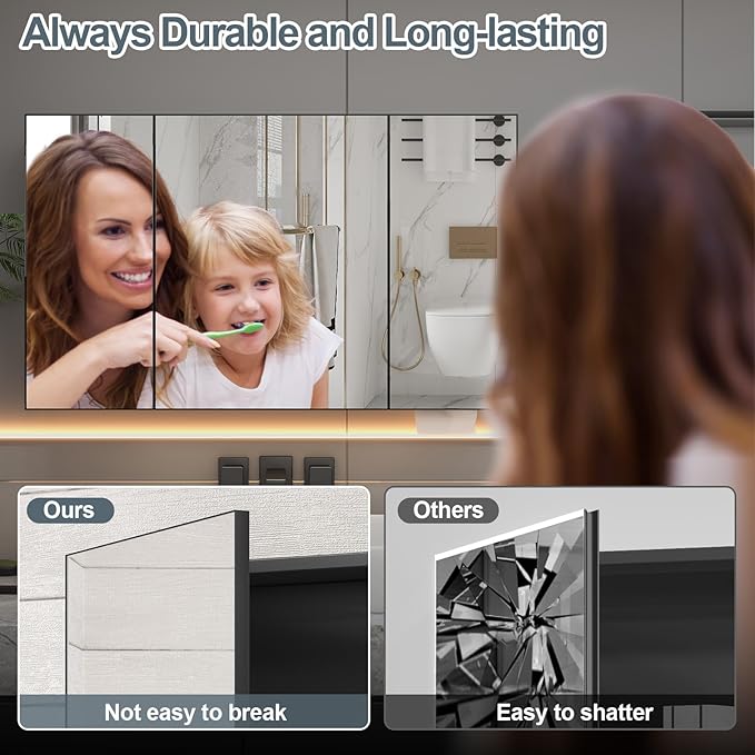 28x40 Inch Bathroom Medicine Cabinet with Mirror, Pre-Assembled Bathroom Medicine Cabinets, Surface/Recessed Wall Mounted Farmhouse Large Medicine Cabinet, Black