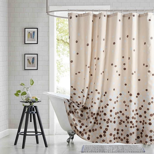 Fabric Shower Curtain, Sand Khaki Brown Ombre Polka Dot Shower Curtains for Bathroom, Waterproof Bathroom Curtains, 72" W x 72" H