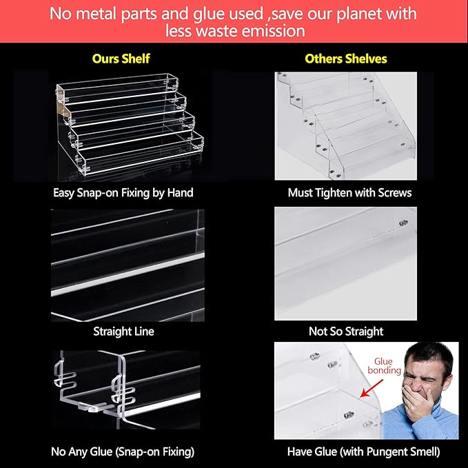 Sunglasses Organizer Countertop Stand, 4 Tier Sunglass Holder Display Rack, Nail Polish Organizer Acrylic Display Stand, Assembly Required