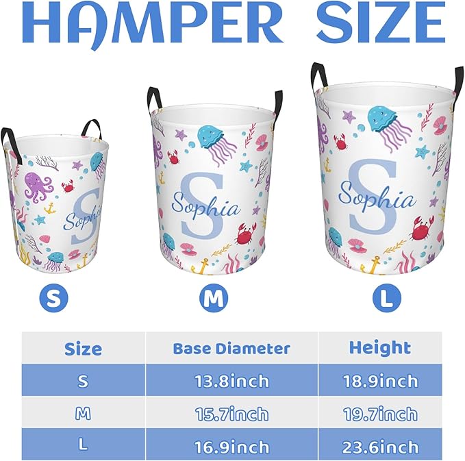 Customization Name laundry Basket Personalized Laundry Hamper with name, Custom Laundry Hamper with Name, Customized Name Laundry Basket with Handles Gifts for Men Women
