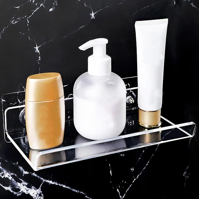 LIFKOME U-Shaped Acrylic Bathroom Shelf 20x10cm Punch-Free Wall Mounted Storage Rack Small Floating Home Storage Organizer for Bathroom and Kitchen