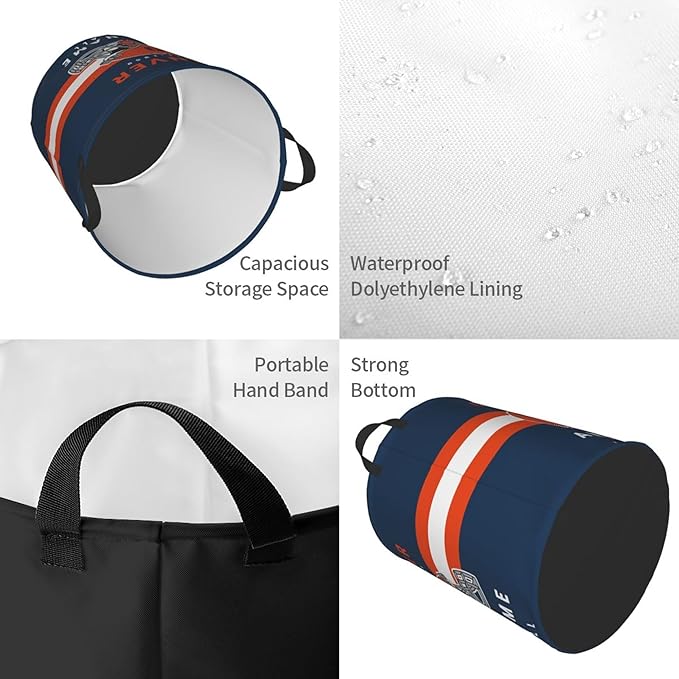 Custom Denver Laundry Hamper - Personalized Football Style Laundry Basket - Customized Name and Number - Dirty Clothes Hamper Waterproof Large Capacity Hamper for Bedroom Bathroom Living Room