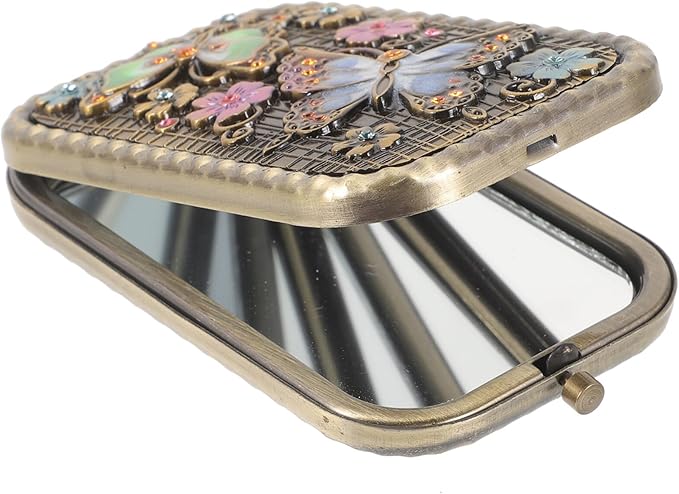 1pc Vintage Double-Sided Foldable Makeup Mirror Compact Portable Travel Cosmetic Mirror for Women High-Definition Present
