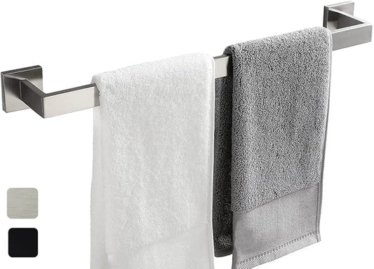 24 Inch Towel Bar for Bathrooms 12/16/20/24/28/32/36 Inch Stainless Steel 304 Brushed Nickel Towel Holder Modern Square Towel Rod Rustproof Wall Mount (1, Brushed Nickel, 24 Inch)
