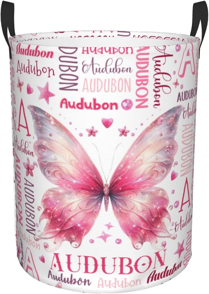 Personalized Butterfly Laundry Basket For Baby Kids Boys Girls Adult Custom Hamper Basket With Name For Bathroom Bedrooms Collapsible Baby, Dirty Clothes Hamper With Handles
