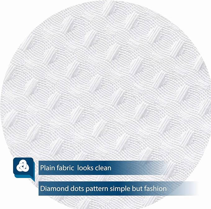 Barossa Design Waffle Weave Shower Curtain 66 x 72 inch, Hotel Luxury Spa, 230 GSM Heavy Duty Fabric, Water Repellent, Machine Washable, White Pique Pattern Decorative Bathroom Curtain, 66x72