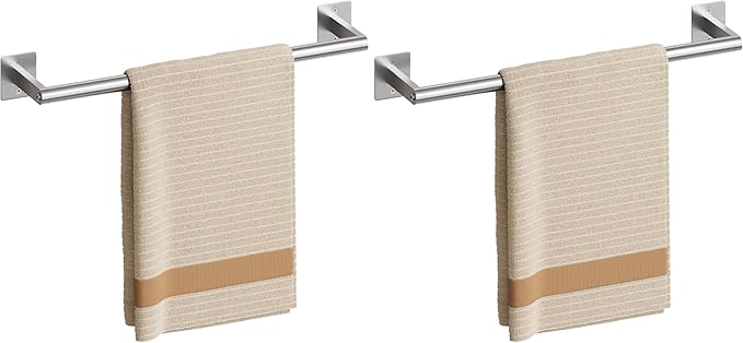 USHOWER Brushed Nickel Towel Bar, 18 Inch Towel Racks for Bathroom Wall Mounted, Heavy Duty Stainless Steel Towel Holder, Easy Installation (Total Length 20 Inch) (Pack of 2)