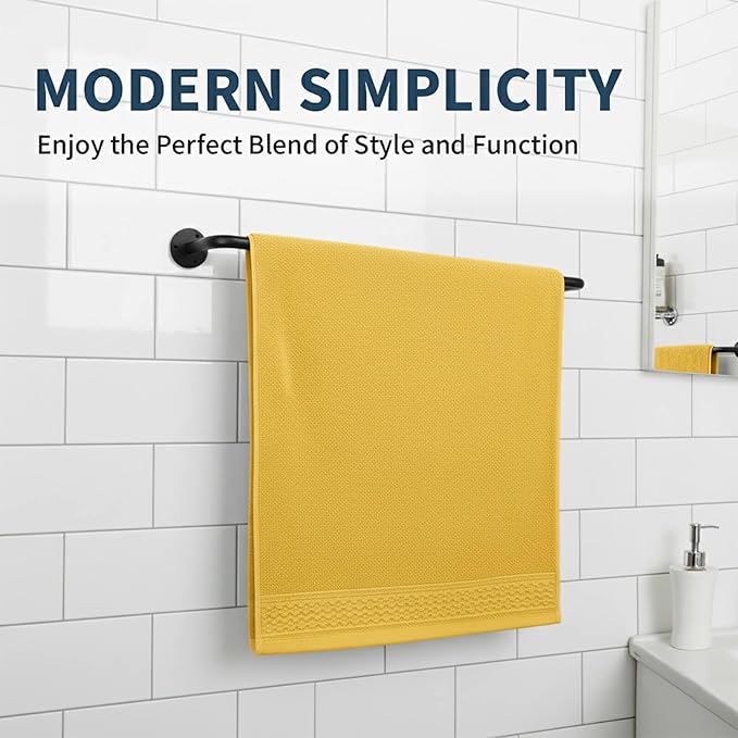 2 Packs Towel Bar 16-Inch Black Stainless Steel, Wall Mounted Bathroom Towel Rack with Mounting Screws, Rustproof