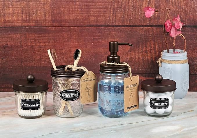 Amolliar Mason Jar Liquid Soap Dispenser Lid, Rust Proof Stainless Steel, Cute Farmhouse Decor for Kitchen, Bathroom, Bath, Refill Liquid Soap Pump for Hand Soap, Dish Soap, Lotion Soap, Bronze 1 Pack