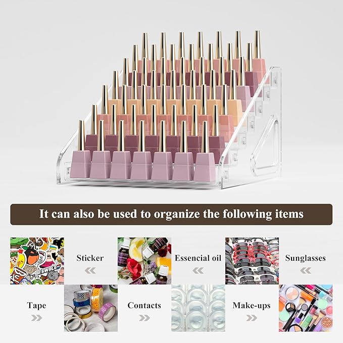 Acrylic Nail Polish Organizer Rack, 7 Tier Holder Stand for Nail Polish Holder Sunglasses Organizer Essential Oils Holder Clear Eyeglasses Display Case Makeup Organizer???Transparent???