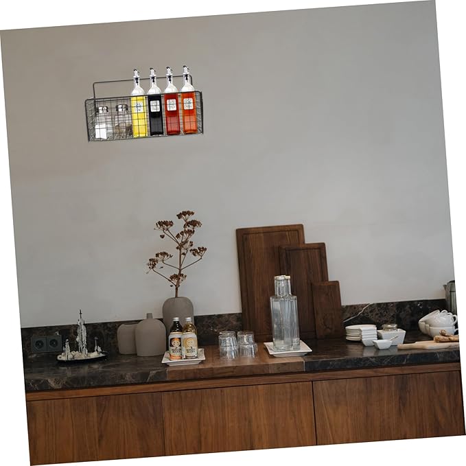 Amosfun No Drilling Bathroom Shelf Organizer Wall Mounted Rack for Kitchen Bathroom Stylish Storage for Shampoo Spices and Supplies Compact Design