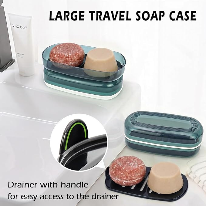 AIDIMMING Shampoo & Conditioner Bar Case, Large Plastic Travel Soap Case with Lid, Fits Duke Cannon Soap bar, Kitsch Shampoo Bar, for Travel, Camping, Gym, and Bathroom (Max, Blue)