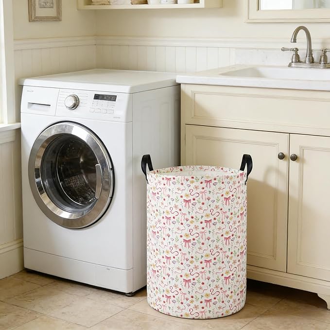Laundry Hamper Baby Nursery Hamper Waterproof Foldable Kids Laundry Basket Kids Dirty Clothes Hampers Girl Room Decor for Home Gift Baskets(Bouquet)