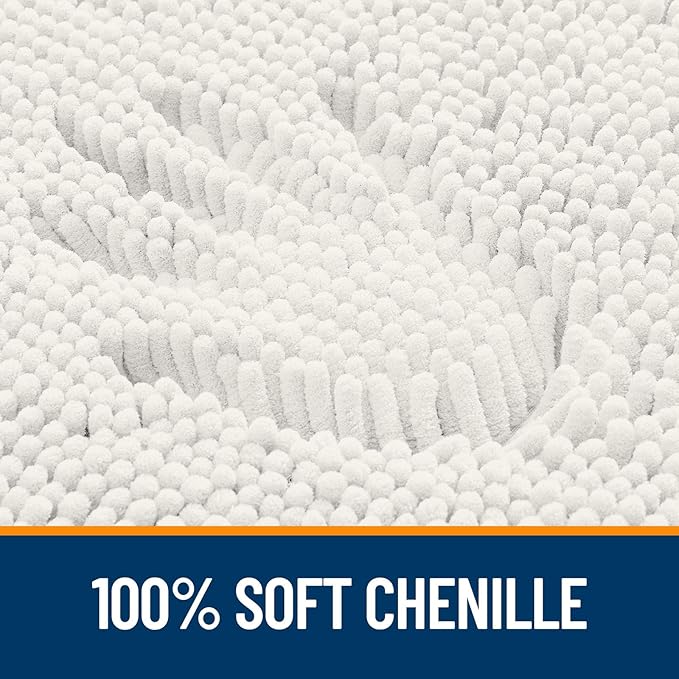 OLANLY Bathroom Rugs 30x18, Extra Soft Absorbent Chenille Bath Rugs, Rubber Backing Quick Dry, Machine Washable Bath Mats for Bathroom Floor, Tub and Shower, Home Decor Accessories, Ivory