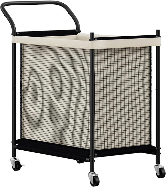 Laundry Hamper with Wheels,Laundry Basket with Removable and Washable Liner Bag, Metal-frame Laundry Cart with Handle for Bedroom, Bathroom, Dorm Room, Laundry Room (140L)