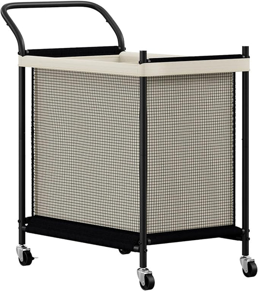 Laundry Hamper with Wheels,Laundry Basket with Removable and Washable Liner Bag, Metal-frame Laundry Cart with Handle for Bedroom, Bathroom, Dorm Room, Laundry Room (120L)