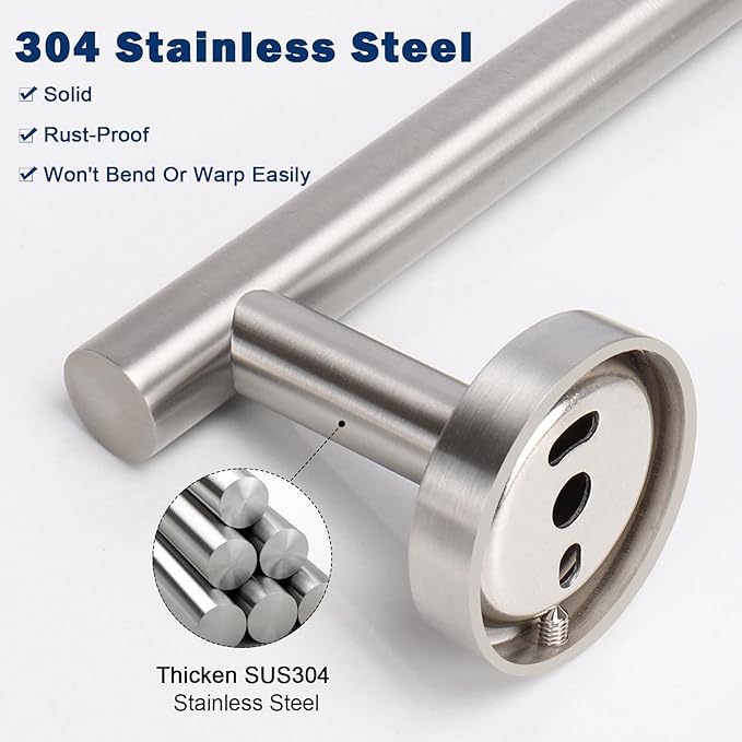 NearMoon Hand Towel Holder/Towel Ring, Thicken Stainless Steel Hand Towel Bar for Bathroom, Rustproof Wall Mounted Towel Rack, Contemporary Style Bath Accessories, 9 Inch (5 Pack, Brushed Nickel)