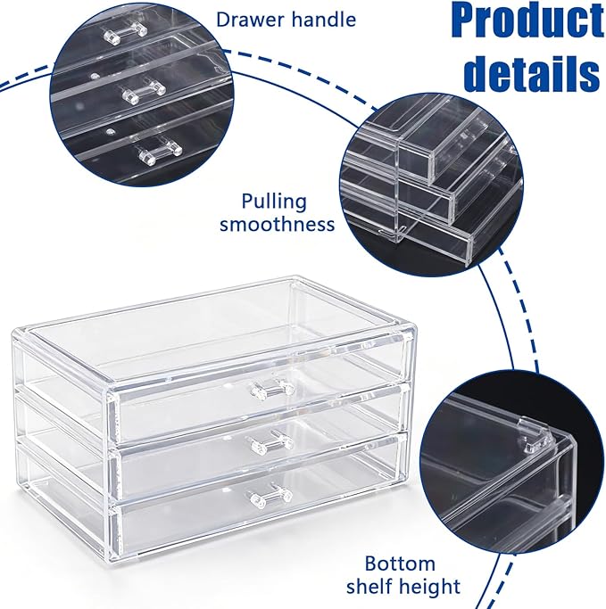 Acrylic Rollerball Perfume Organizer, 3-Layer Drawer Storage 40 Pcs perfume, Transparent Stackable Mini Perfume Holder for Travel/Sample Scentbird