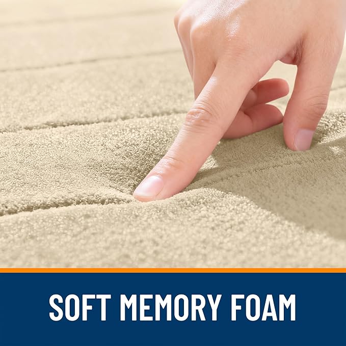 OLANLY Memory Foam Bath Mat 70x46, Super Soft Absorbent Bathroom Rugs, Quick Dry, Machine Washable Shower Floor Rugs, Bathmat Carpet, Bathroom Home Decor Accessories, Beige