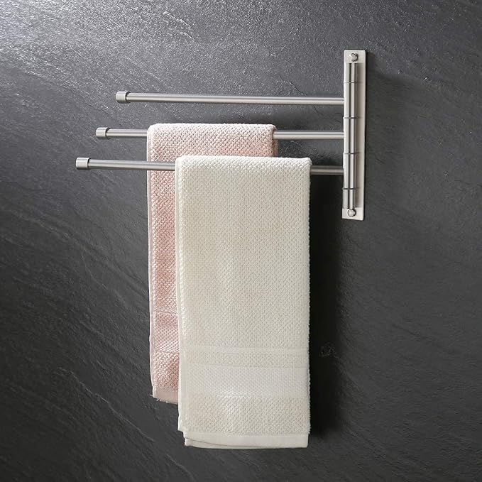 KES Bathroom Towel Bar 13.8 Inch Swing Arm Wall Mount Swing Out 3-Arm Towel Holder SUS304 Stainless Steel Brushed Finish, A2102S3-2