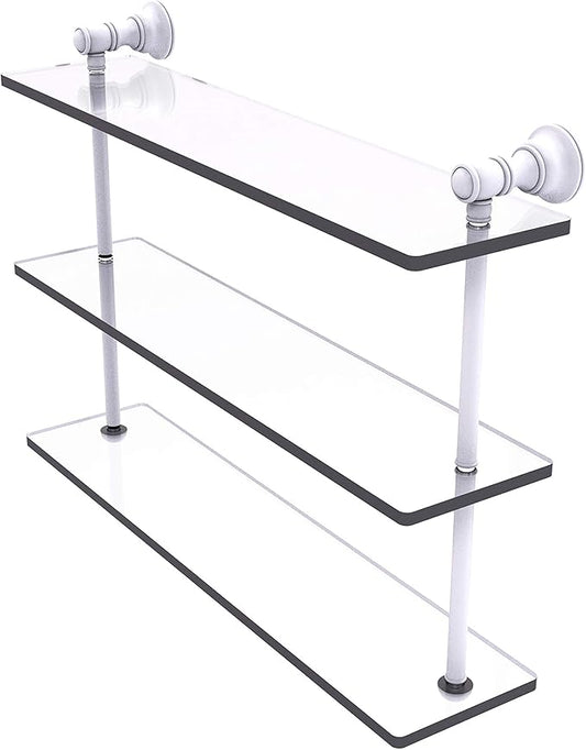 Allied Brass CL-5-22 Carolina Collection 22 Inch Triple Glass Shelf, Matte White