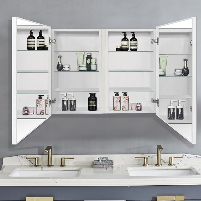 32x26 Bathroom Medicine Cabinet with Mirror - Double Doors, Soft Closing Hinges, No Assembly Needed, Recessed/Surface Mount, Spacious Flexible Storage for Bathroom Organization